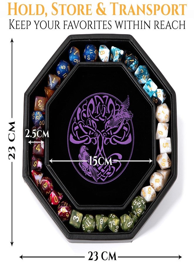 Soar Forge DND Dice Tray - Premium 9 Inch Tray for Dungeons and Dragons: Exquisitely Detailed Purple World Tree & Wolf Raven Design - Perfect Rolling & Box Storage to Protect Your Dice for D&D and RPG - Image 3